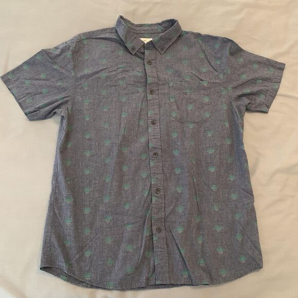 O'Neill Other - O'Neill Shirt Mens Medium Blue‎ Short Sleeve Button Down Palm Print Casual Top